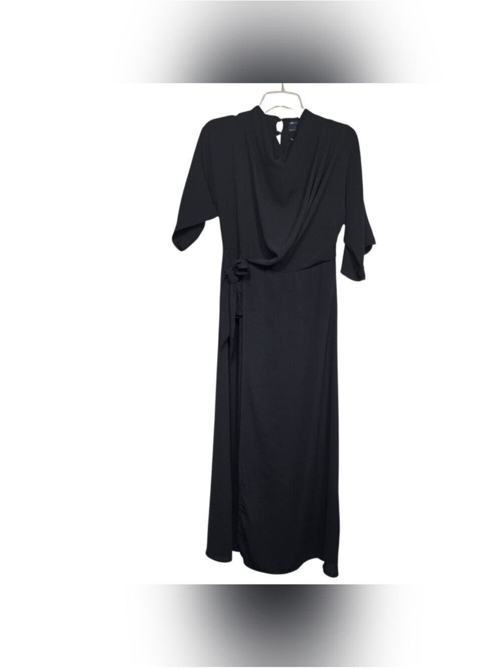 ASOS Design Black Short Sleeves Faux Wrap Dress 0